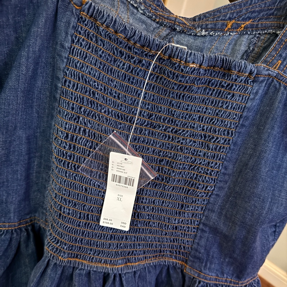 Anthropologie Embroidered Peplum Corset Denim Top - Picture 9 of 14